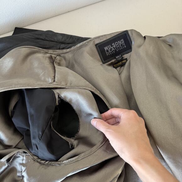 Wilsons Leather Pelle Studio Black Long Sleeve Button Front Coat Mens Sz 3XLT - Picture 12 of 16